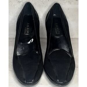 Ladies Amalfi Black Suede Pumps Size 10 Made in Italy